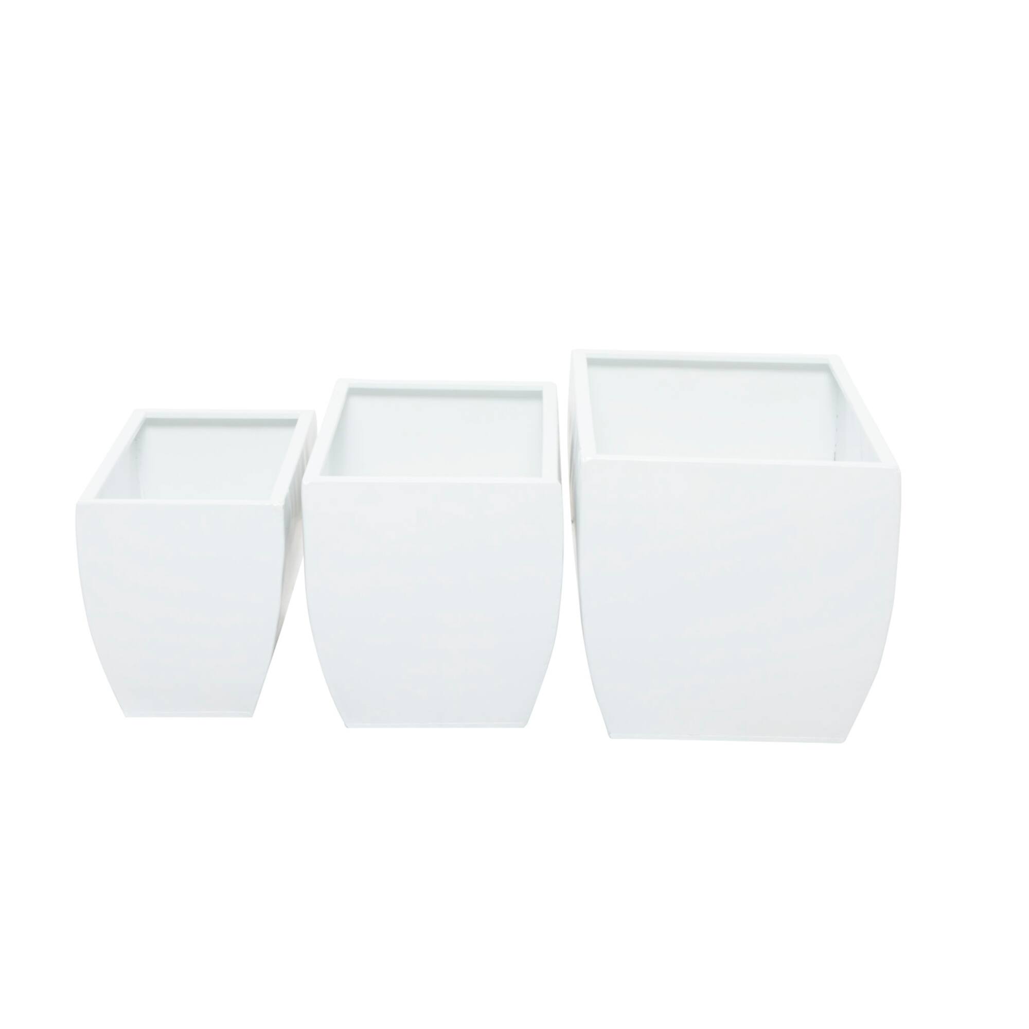 White Modern Planter, Set of 3" 20", 18", 16"